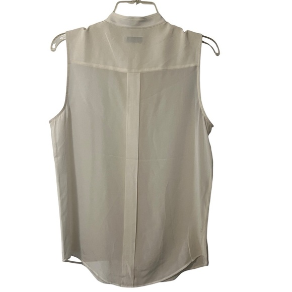 Equipment Femme Mandarin Collar Button Front Top Blouse White Small Sleeveless - Picture 3 of 9